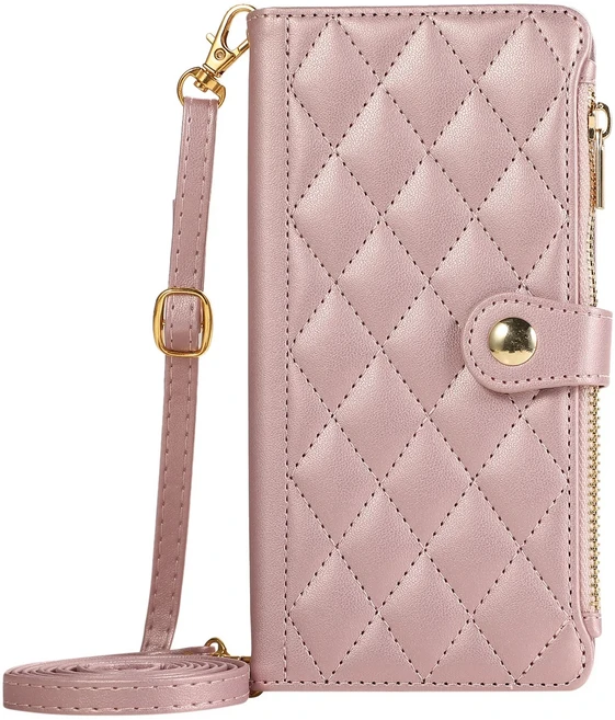 구글 픽셀 10 9 8 7 10Pro 9Pro XL 8Pro 7Pro 7a 8a 9a용 크로스바디 지퍼 월렛 케이스페달 카드 현금 수납, 05 구글 픽셀 9, 01 rose gold