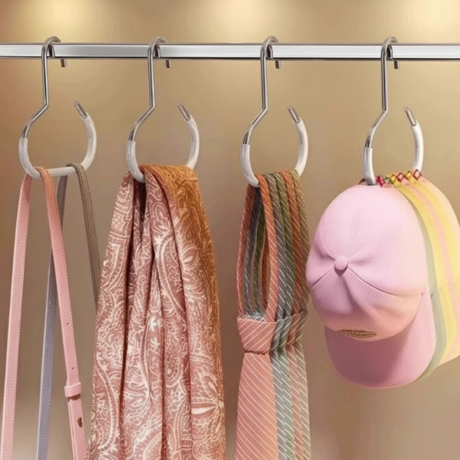 생활한스푼 깔끔정리 다용도 모자걸이 넥타이 스카프 잡화정리 논슬립 옷장 옷걸이, 블랙, 10개