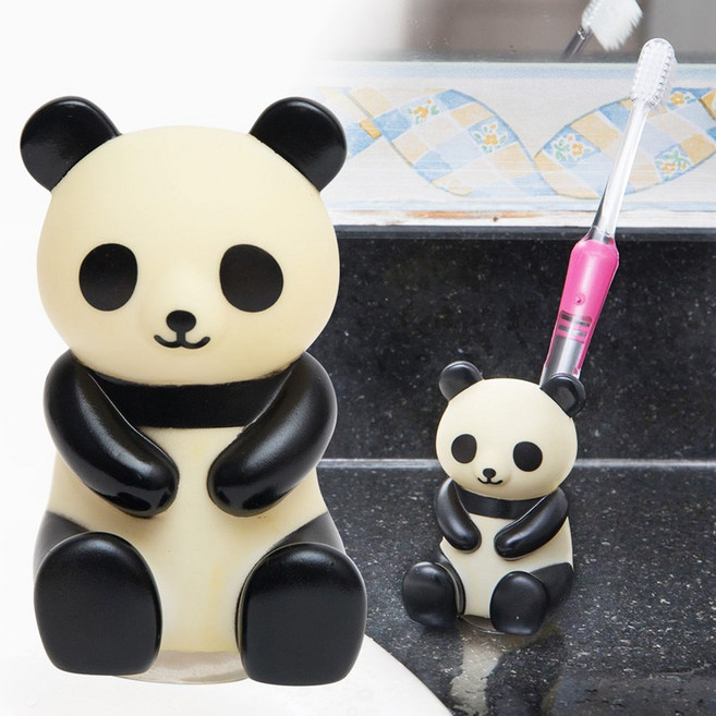 日本MEIHO 熊貓造型吸盤式牙刷架/筆筒 約9cm, 1個