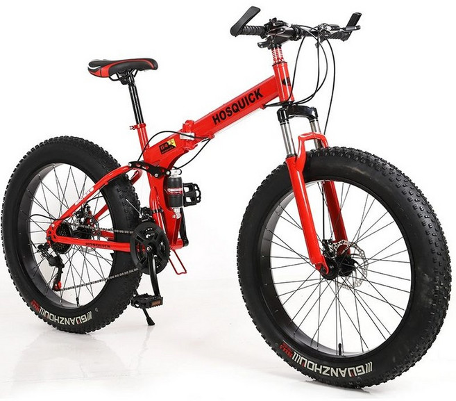 접이식 팻바이크 바퀴큰자전거 오프로드 광폭 타이어, 30단, 20인치, 레드, 1개