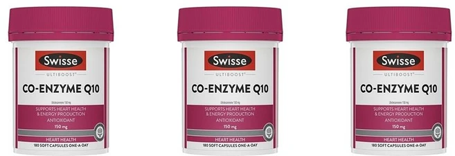 Swisse 코엔자임 Q10 150mg 180정 3팩 Swisse Ultiboost Co Enzyme Q10 150mg 180 Capsules, 3개 - 쿠팡