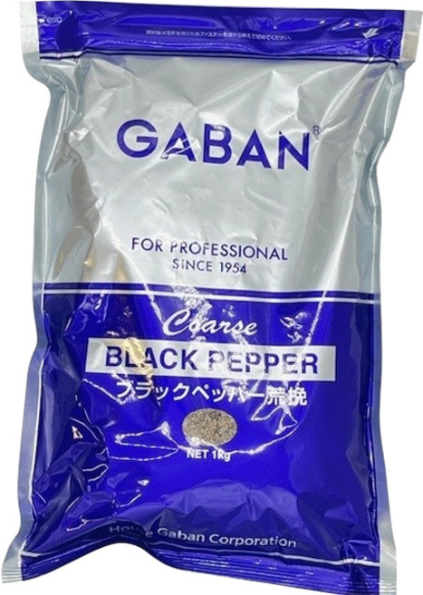 GABAN 專業級粗粒黑胡椒袋裝, 1個, 1kg