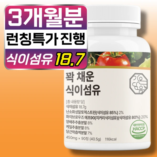 3개월분 꽉 채운 식이섬유 정 18.7g, 1개, 90정 - 쿠팡