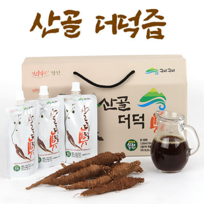 산더덕을 통째로 넣은 강원도 더덕즙 더덕진액 파우치 선물 아날로그스푼, 100ml, 30개