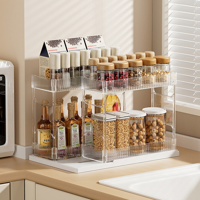 모레츠 다용도 회전식 정리 선반, 1개, 투명