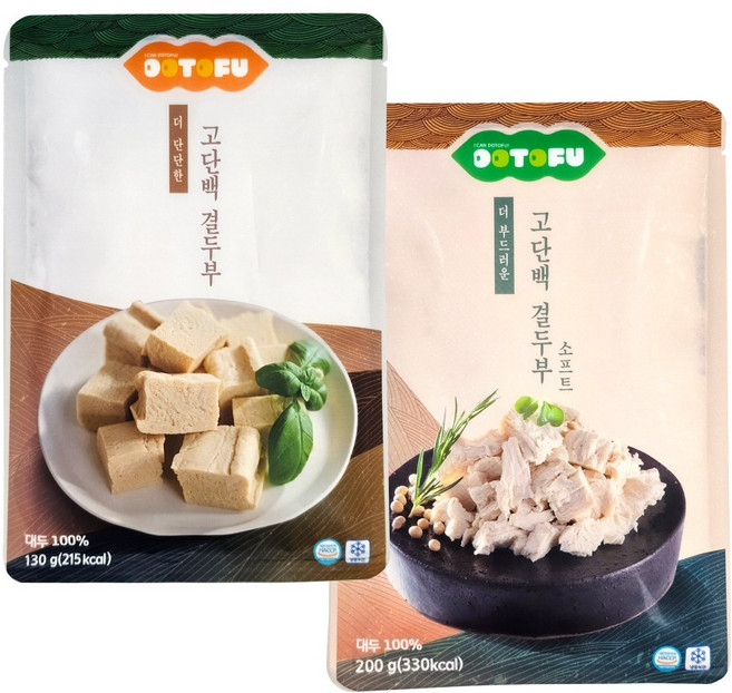고단백 결두부 2개 글루텐프리 콩고기 대체식 냉동 두부 비건 식품 셋트(소프트1개+텐더1개), 330g