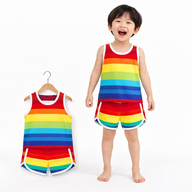 아동 상하복 나시 세트 여름 데일리룩 통기성 냉감 소재 외출복 실내복