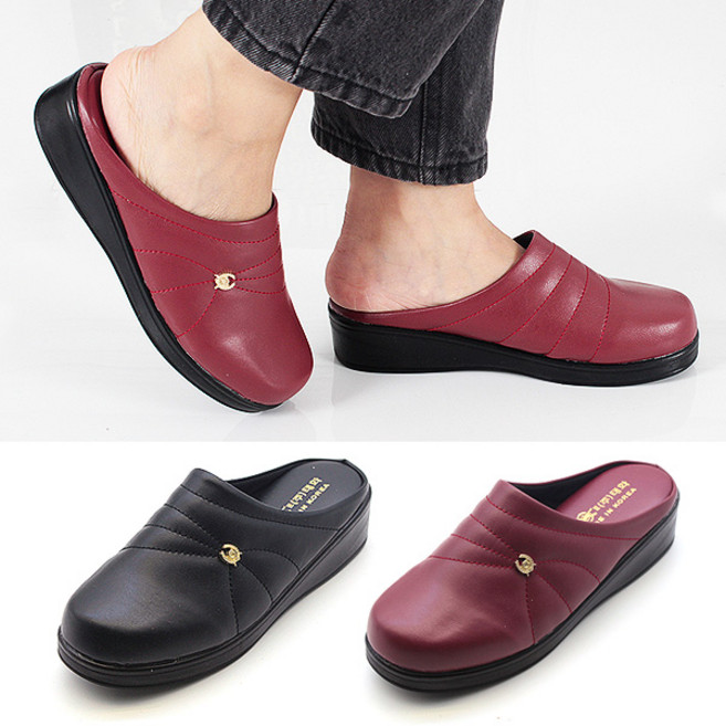 베라슈즈 쿠션 편안한 착화감 4cm굽 국산 여성 블로퍼 뮬 슬리퍼 샌들 호제