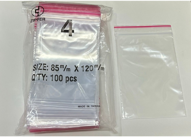ZIPPER台灣製夾鏈袋 PE, 4號, 1個, 小號（S）, 100個裝