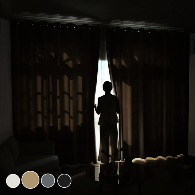 1+1 HOMEY NEST 완벽 빛차단 3중직 단열 방풍 암막커튼 거실 커텐 아일렛형