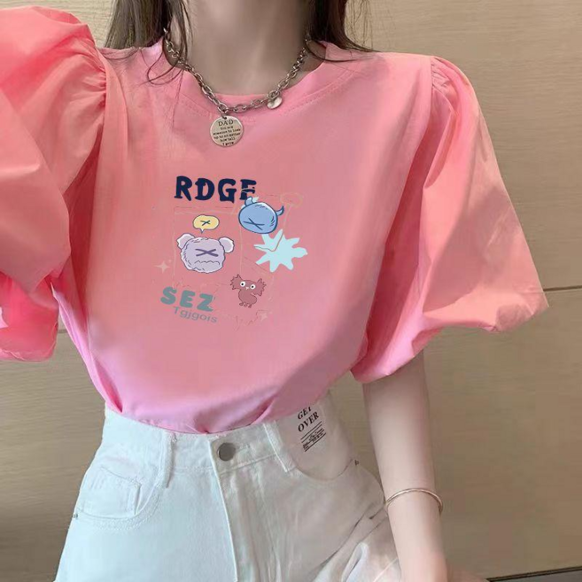 스타일원 여성 반팔 벌룬 소매 티셔츠 퍼프 반팔티