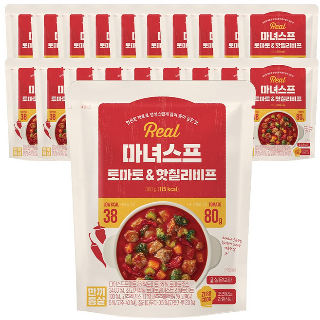 한끼통살 실온 REAL 마녀스프 토마토&핫칠리비프맛 20개입 든든한 한끼 대용, 20개, 300g