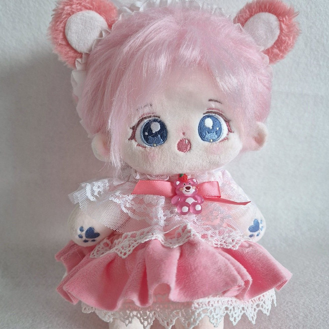 지오몽 20cm 인형옷 핑크 베어 원피스 무속성 아이돌 인형옷 입히기 의상, 1개