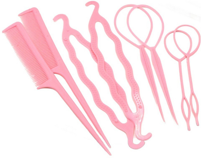 비단길 시슬 올림머리 헤어 스타일링도구 헤어가이드 4종 세트, 2세트, 연핑크