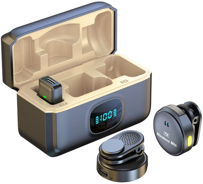 JODDA 무선 마이크 단추 자석 모바일 생방송 옥외 녹화 영상 소음 저감 무선마이크, Lightning/ios, Q8