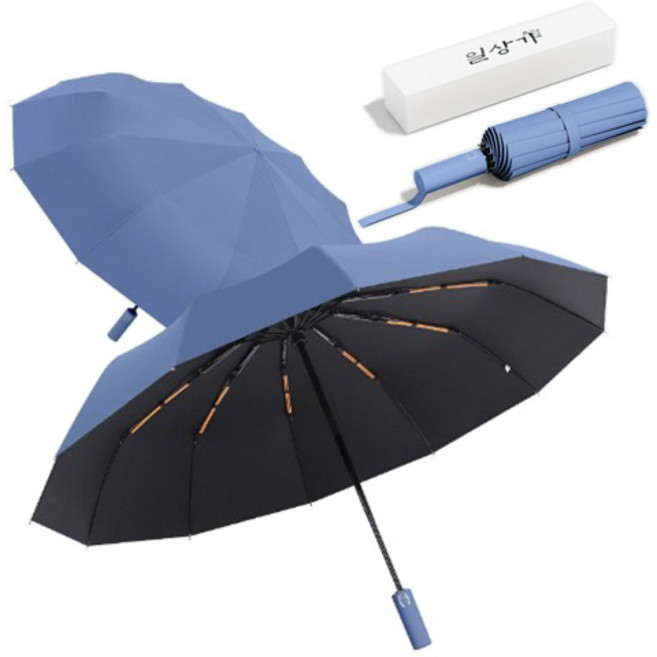 일상가 24K 바람에 강한 프리미엄 [업그레이드형] 자외선 차단 튼튼한 이중살대 3단 자동 우산
