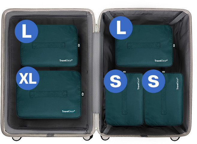 [28인치 캐리어] 트래블기어 더담아 압축파우치 세트 S+S+L+L+XL