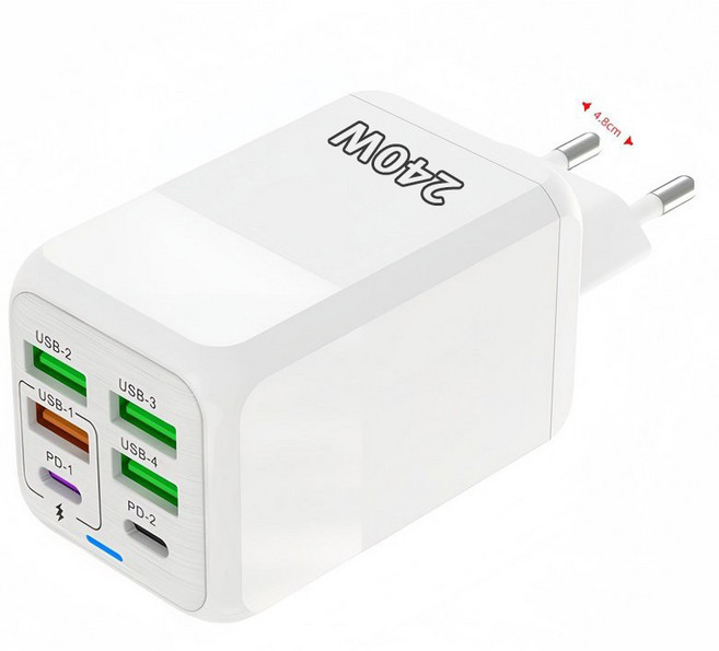 240W 육포트 다기능 고속 충전기 PD+USB초고속 충전기CDTCH, 1개, 흰색