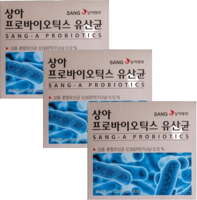 상아제약 프로바이오틱스 유산균 2 500억CFU/g, 60g, 3박스