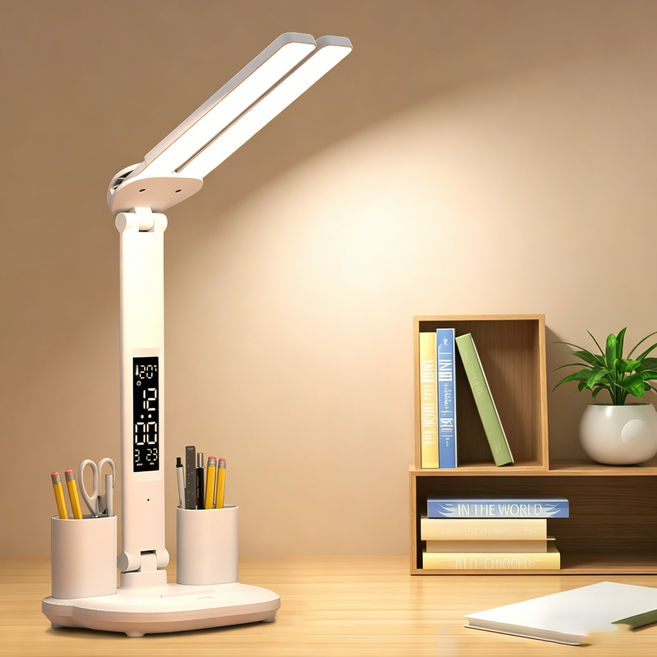 디에스가추몰 학습용 듀얼헤드 스탠드조명 블루라이트 차단 밝기 색온 조절, 화이트