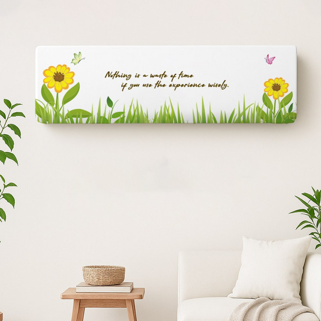 코팅블루 암막 인테리어 벽걸이 스판 에어컨커버, 15.선플라워가든