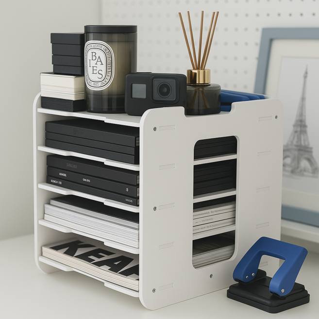 하스몰 오피스 A4 책상 서류정리함 세로형, 5단, 화이트