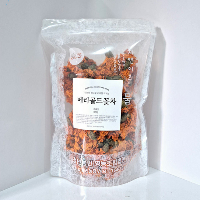 제주 메리골드 꽃차 국산 대용량 마리골드 금잔화 꽃송이 효능, 1개, 1개입, 100g