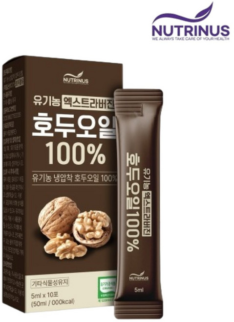 뉴트리너스 유기농 엑스트라버진 호두오일 냉압착 호두기름 스틱 10P, 1박스, 10회분