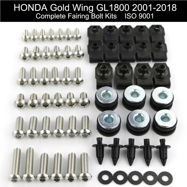 혼다 호환 GL1800 골드윙 2001 2002 2003 2004 2005-2018 완전 정형 볼트 키트 나사 클립 속도 너트 스테인리스 스틸