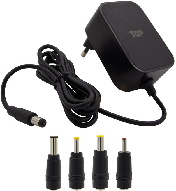 HDTOP DC 12V 3A 어댑터 to 4종 젠더 블랙 1.5M HT-AD191, 1세트