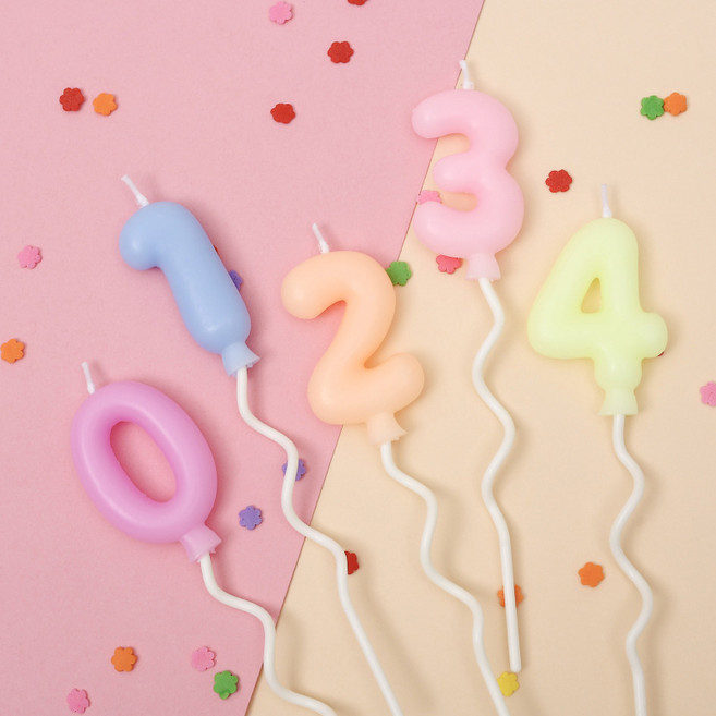 애드벌룬 풍선 숫자 케이크 생일초 숫자초 기념일 파티, 4번 숫자초(랜덤컬러)