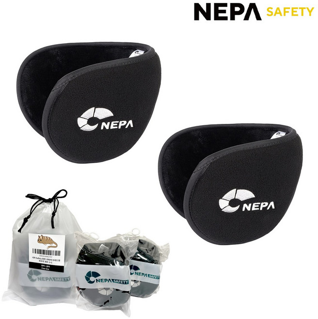 1+1 네파 Safety 플리스 귀마개 브래드캣 파우치형 방한용품 귀도리, 블랙+블랙, 2개