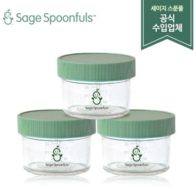 [세이지스푼풀]NEW 유리 120ml 3P/이유식기/이유식준비물/유리이유식용기/이유식식기, 없음 - 쿠팡