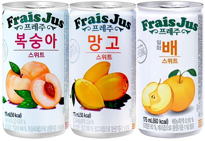 YZone_미니캔음료 프레주 복숭아(30캔)+망고(30캔)+배(30캔) 과일주스 총 90캔, 90개, 175ml