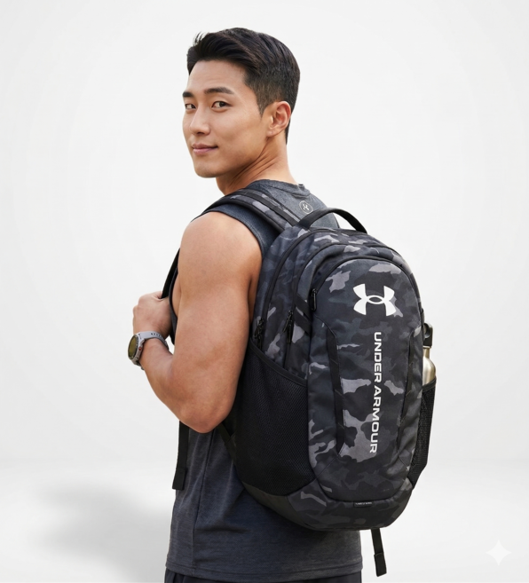 (국내백화점 정품) 언더아머 백팩 가방 허슬 6.0 HSTL 대학생 운동 신발분리 중고등학생 노트북 수납 대용량, 1개, 메탈릭실버