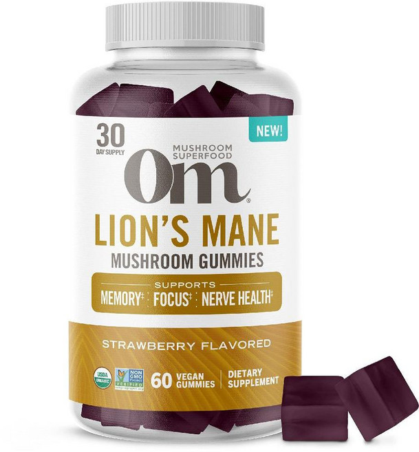 OM 버섯 슈퍼푸드 노루궁뎅이버섯 구미젤리 60 카운트 30 회 제공량, 60정, 1개