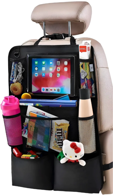 구름길 자동차 킥매트 수납형 카시트 보호매트, 블랙, 1개