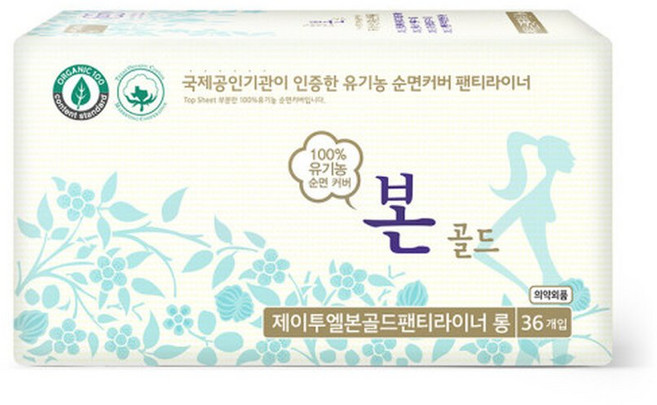 유기농본 골드 한국제조 유기농생리대 롱팬티라이너36P, 롱, 36개