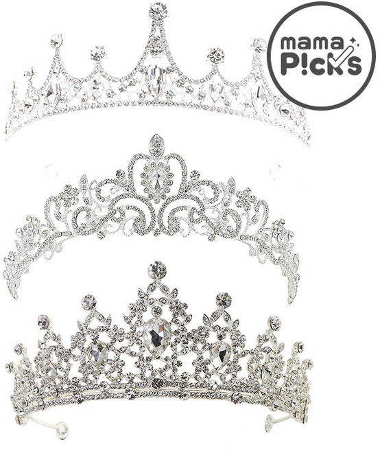마마픽스 셀프 웨딩 브라이덜샤워 티아라 왕관, 1p, 티아라-3종세트