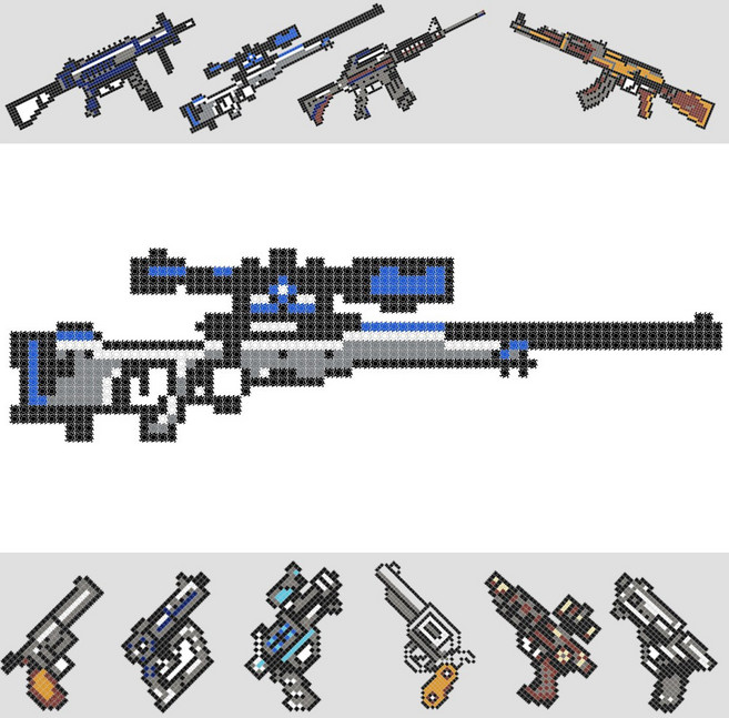 디폼블럭 총 만들기 일대일 도안, 총04, 1개