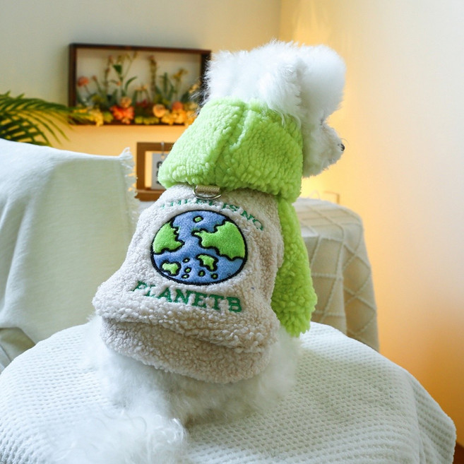 반려동물 후드 패딩 점퍼 애견 의류 애견 강아지옷, 1개, 그린