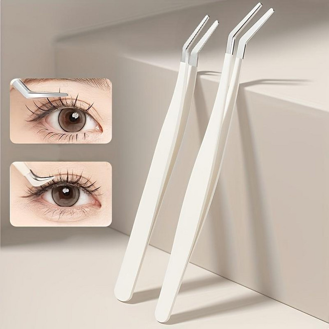 정밀 속눈썹 핀셋 아이래쉬 집게, 1개, 13cm 아이보리