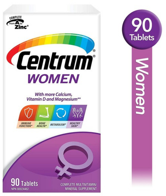 멀티비타민 종합비타민 센트룸 멀티비타민 루테인 미네랄 여성용 우먼 90정, 기본옵션, 1