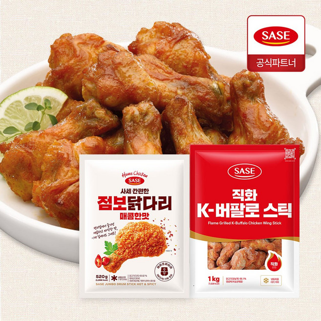 사세 직화K 버팔로스틱 1kg + 간편한점보닭다리 매콤한맛 520g