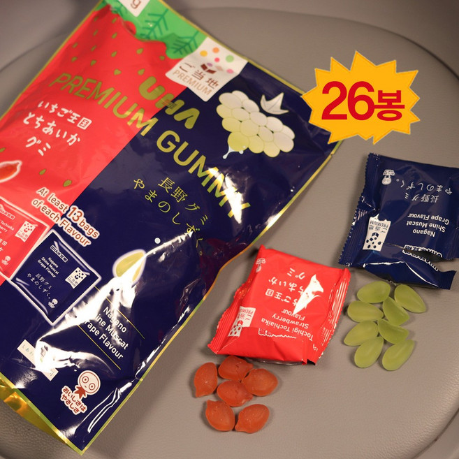 코스트코 일본 돈키호테 UHA 구미젤리 딸기+샤인머스캣, 26개, 28g