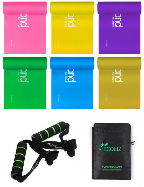 에코리즈 엑스사이즈 밴드 프리미엄 6종+손잡이 세트, 1세트, P1+P2+P3+P4+P5+P6+손잡이(그린)+파우치