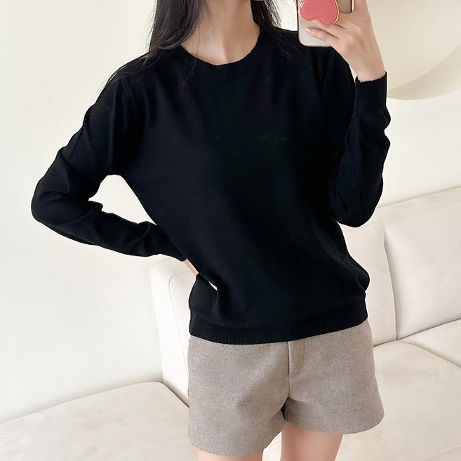 언더샤인 여성 소프트 비스코스 긴팔 니트티