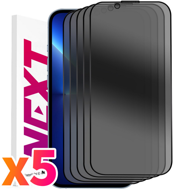NEXTMOBILE 3+2 아이폰13 프로 프로맥스 미니 터치감 좋은 사생활 보호 풀커버 강화유리 액정 보호 필름, 5개
