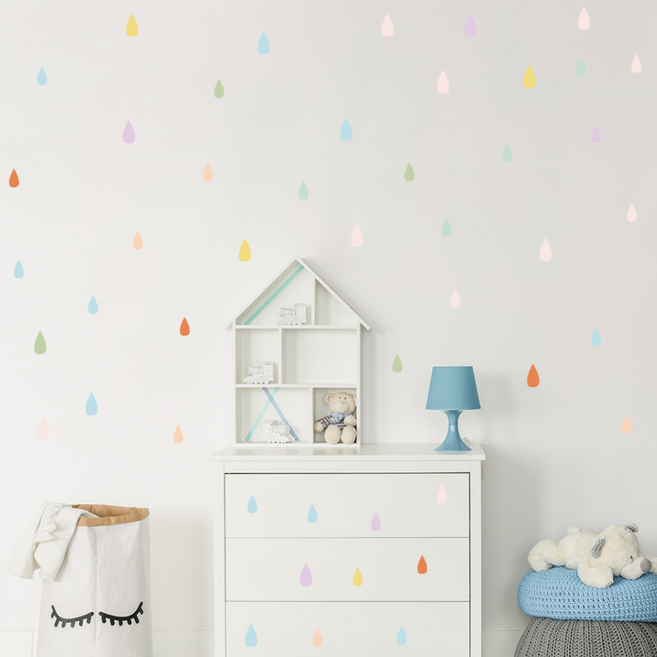 어린이집 유아실 아이방 꾸미기 무접착스티커 아기방데코 추천, 18. 파스텔빗방울