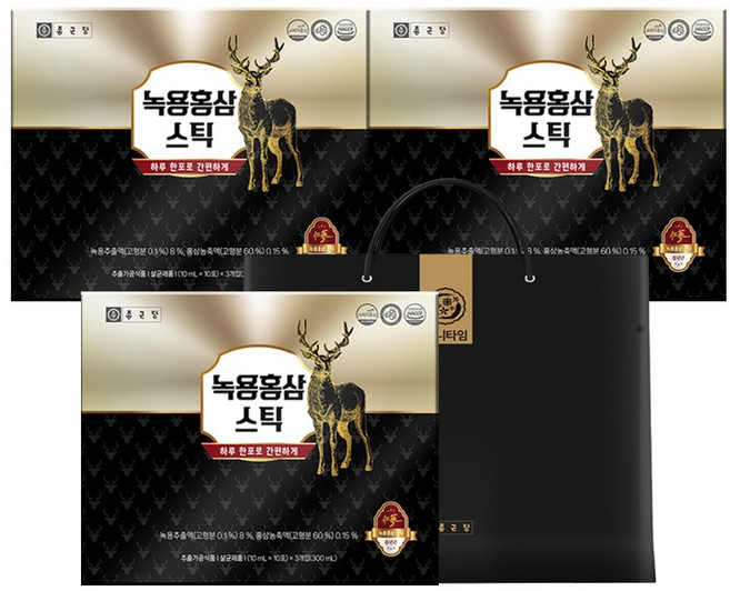 종근당 녹용홍삼 스틱, 3개, 300ml